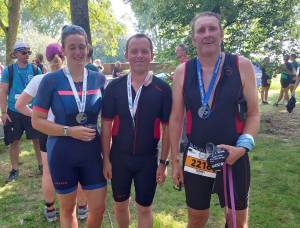 Dambuster Triathlon 2023- sarah, Blake and terry